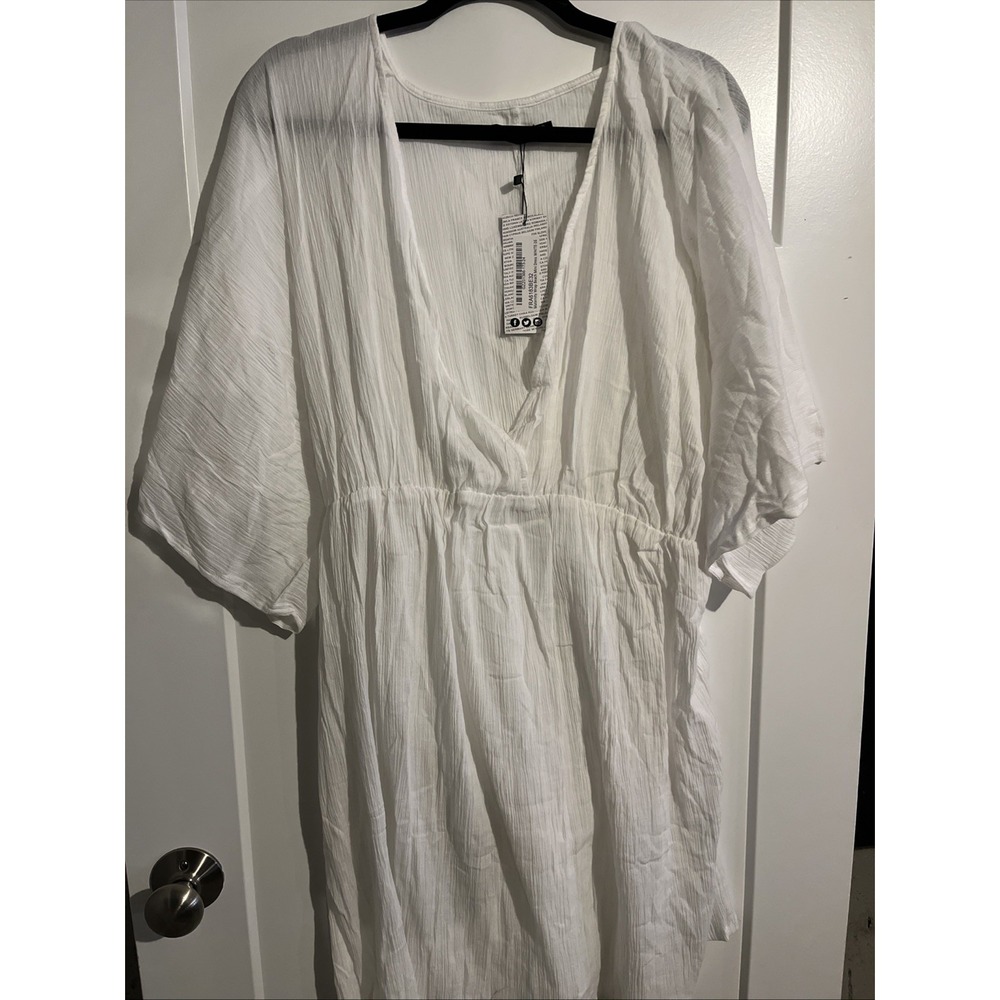 NWT Boohoo Maternity Wrap Beach Mini Dress White Size 16